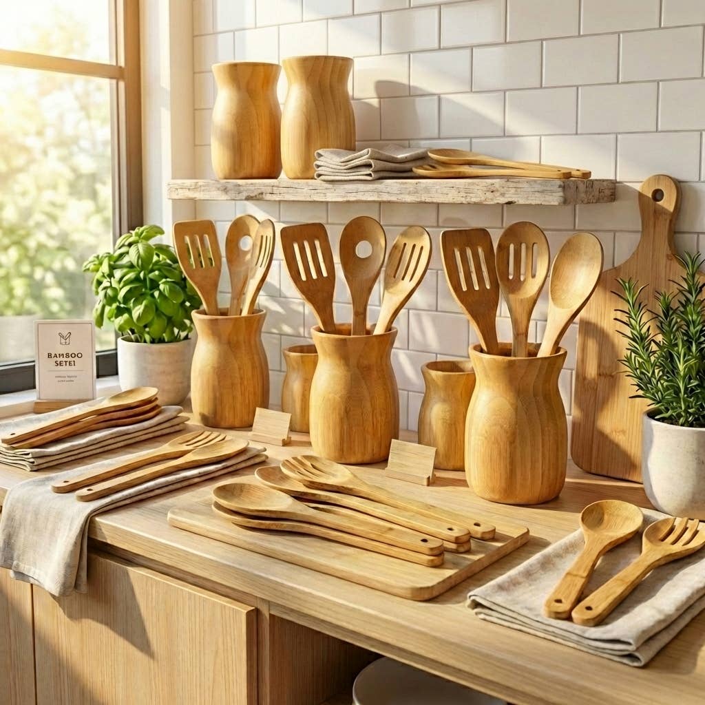 Bamboo Kitchen Utensils Holder | Faire Market Bestseller